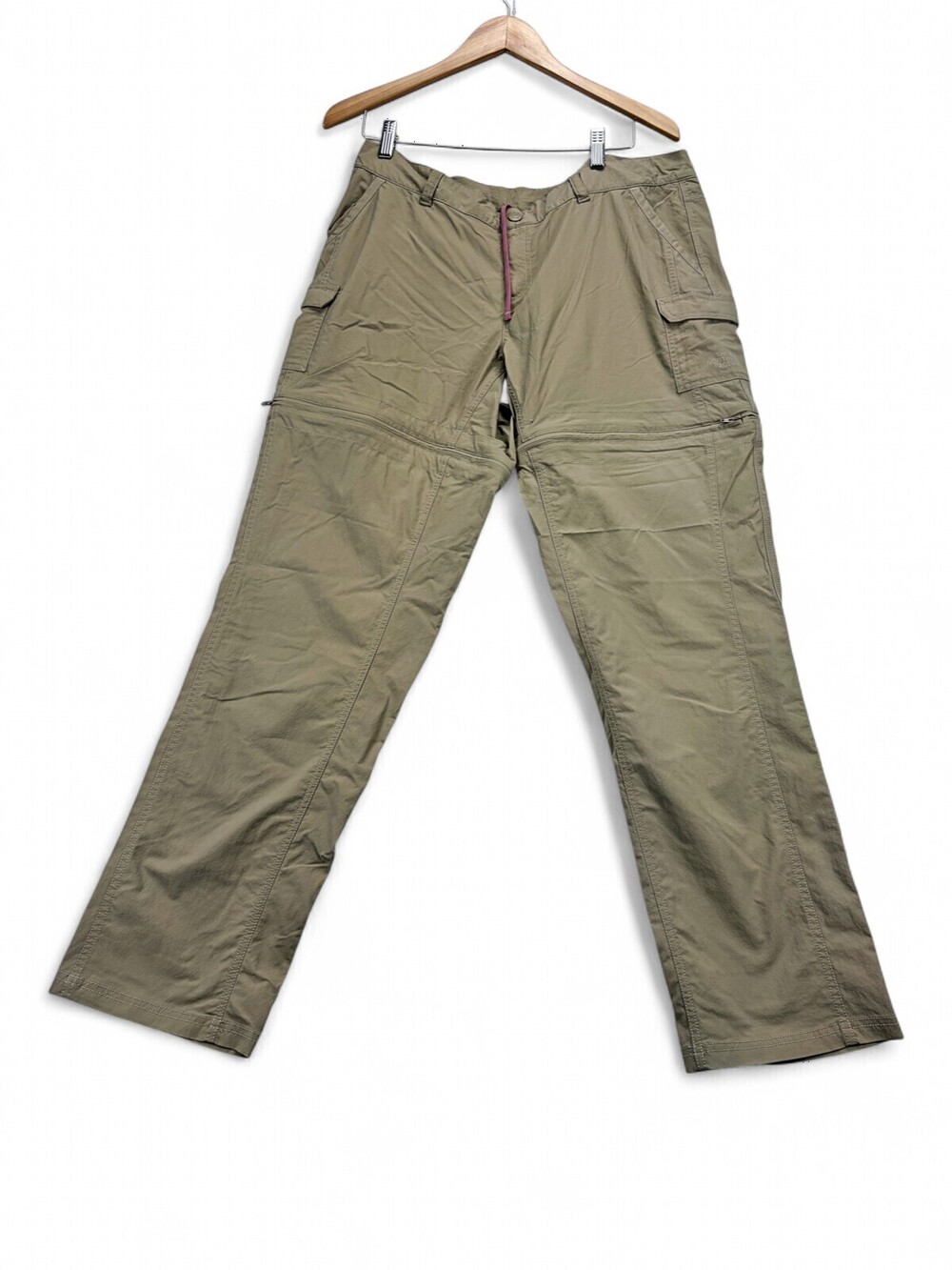 The North Face Womens 16W Convertible Hiking Cargo Pants Khaki Tan Zip Off